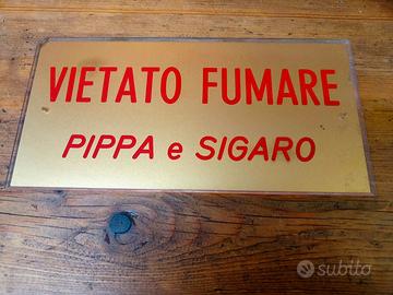 insegna VIETATO FUMARE 1970 TARGA TABELLA ORIGINAL