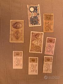 Lotto Banconote Antiche Lire da 5 - 2 e 1 lira.