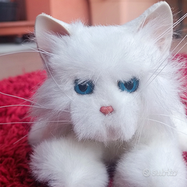 Peluche#pupazzo gattino bianco lunghezza 26 cm lar