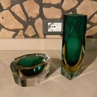 Vaso e portacenere in vetro di Murano, Flavio Poli