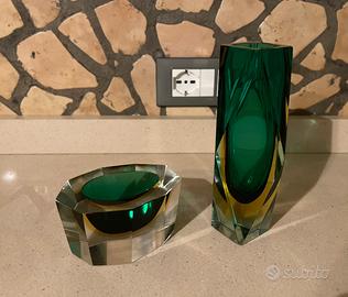 Vaso e portacenere in vetro di Murano, Flavio Poli