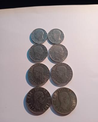 lotto 8 monete di Vittorio Emanuele III RE