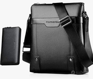 Borsa a Tracolla Uomo in Pelle con Portafoglio