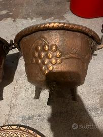 Paioli decorativi in Rame e decorazione da muro in