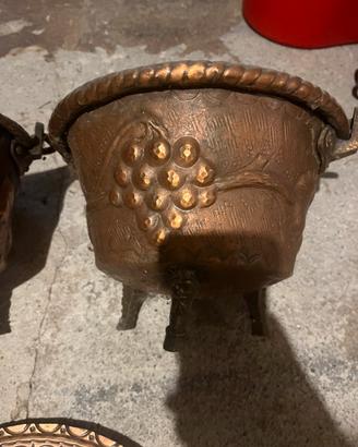 Paioli decorativi in Rame e decorazione da muro in