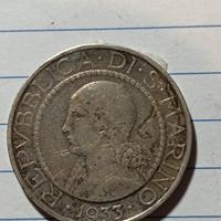 5 lire argento s marino antica 1933