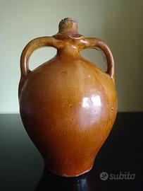 Vecchia anfora in terracotta smaltata a 2 manici