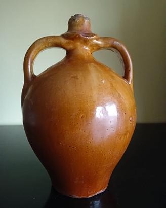 Vecchia anfora in terracotta smaltata a 2 manici