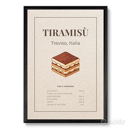 Poster Tiramisù A4 decorazione cucina stampa dolce