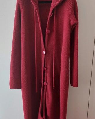 cappotto in maglia con cappuccio