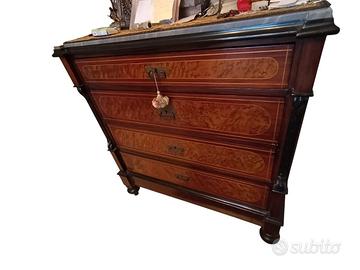 Comò siciliano 4 cassetti in palissandro,noce,etc