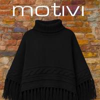 Mantella dolcevita nera con fragie MOTIVI