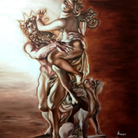 Tela dipinto quadro ratto di Proserpina 80 x 100