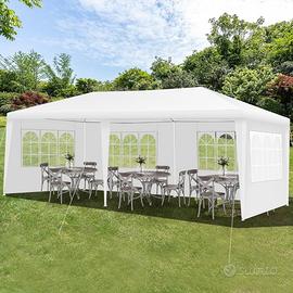Gazebo per feste  3x6 metri, bianco con pareti