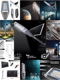 Lampione Solare LED con Palo 12H Autonomia Sensore