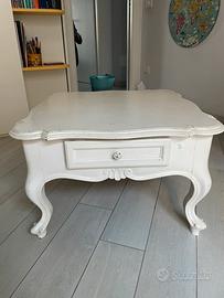 tavolino da salotto bianco in stile shabby chic