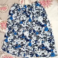 Gonna lunga floreale bianco/nero/blu con coulisse