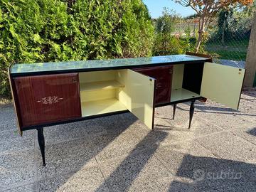 Credenza anni 50 armadietto vintage mogano ottone