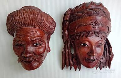 Coppia di maschere antiquariato orientale