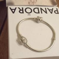 Bracciale pandora cuore pave con charm cm. 17