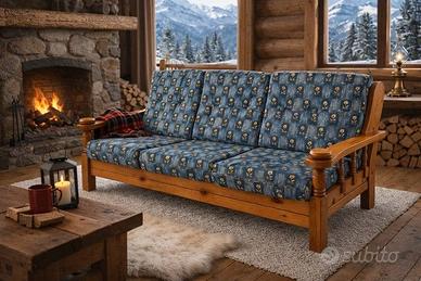 divano a 3 posti di pino mielato