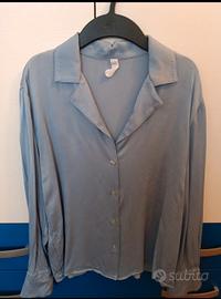 Camicia azzurra in viscosa Mango tg XS