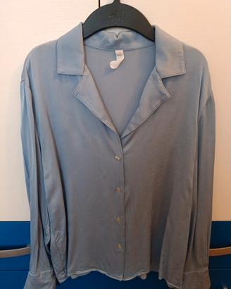 Camicia azzurra in viscosa Mango tg XS