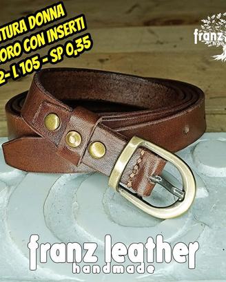 Cintura donna i cuoio t. di moro con inserti