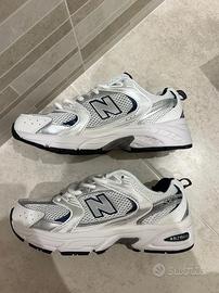New Balance 530 Bianco/Argento/Blu Navy, Taglia 39