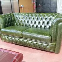 2 posti max Chesterfield in pelle vintage verde