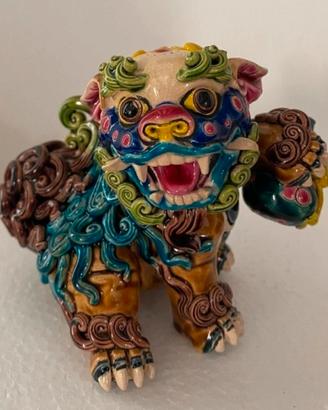 Cane di foo in porcellana smaltata jaozi 10 cm.