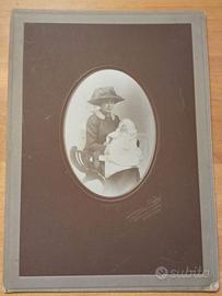 VECCHIA FOTO DONNA CON BAMBINO  1910 CA.