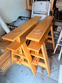 Tavolo design cavalletti regolabili e piano vetro