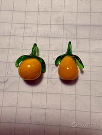 Ciondoli mela e pera in vetro di Murano