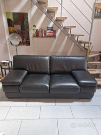 Divano pelle nera pieno fiore cm 200 sfoderabile 