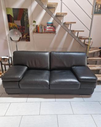 Divano pelle nera pieno fiore cm 200 sfoderabile 