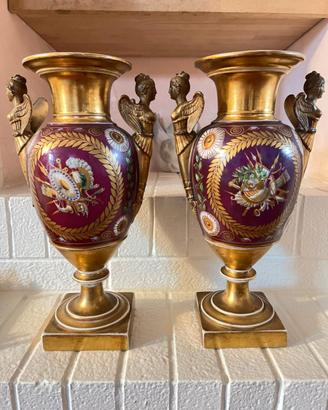 Coppia di vasi in porcellana Impero “Vieux Paris”