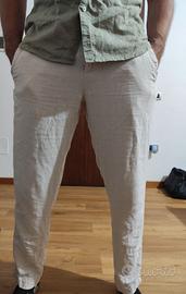 Pantalone Clayton colore ecrú misto lino