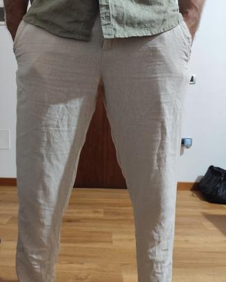 Pantalone Clayton colore ecrú misto lino