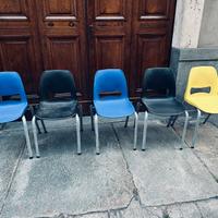 5 Sedie in plastica e alluminio