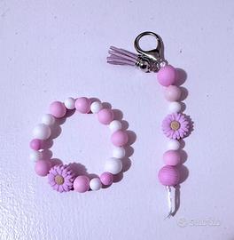 Portachiavi e braccialetto in silicone coordinati