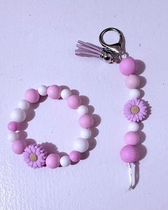 Portachiavi e braccialetto in silicone coordinati