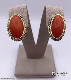 ORECCHINI ORO GIALLO 18kt. E CORALLI SARDEGNA