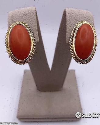 ORECCHINI ORO GIALLO 18kt. E CORALLI SARDEGNA
