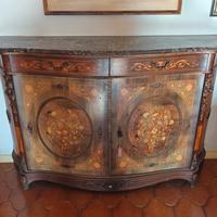 Credenza / madia antica intarsiata con piano in ma