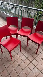 sedie in polipropilene rossa per  esterno interno 
