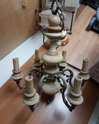 lampadario in legno anni 60 6 braccia €80