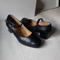 Scarpe donna, in pelle blue, numero 37½, tacco 4