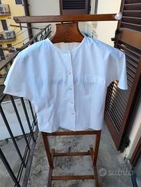 Blusa bianca a maniche corte, 100% cotone 