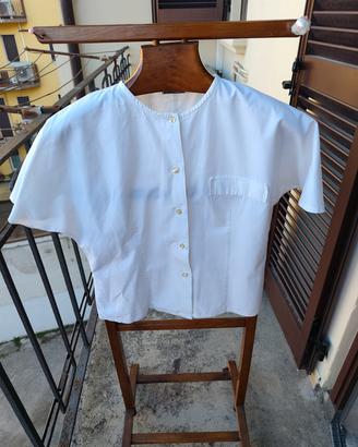 Blusa bianca a maniche corte, 100% cotone 